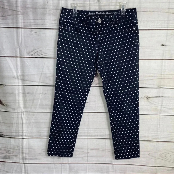 Girls Justice White Polka Dot Blue Jeans Sz 16 1/2 - Picture 1 of 15